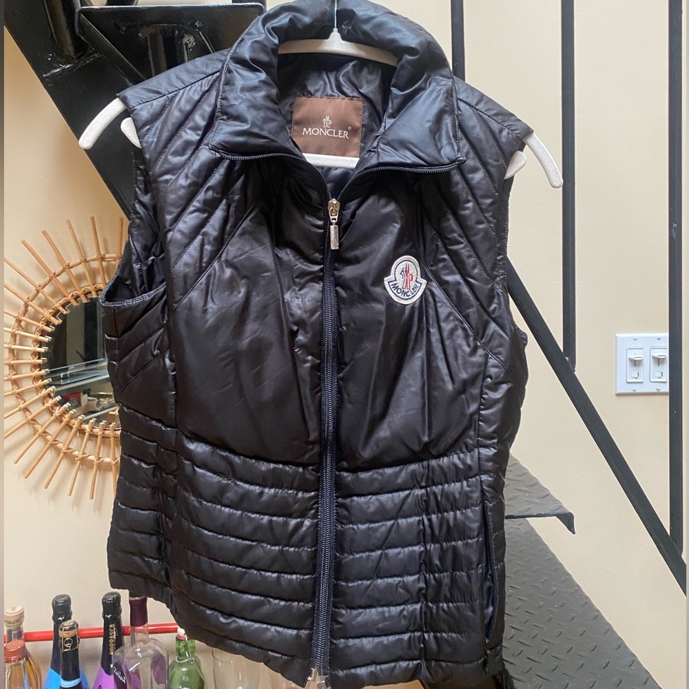 Moncler Shiny Black Quilted Vest